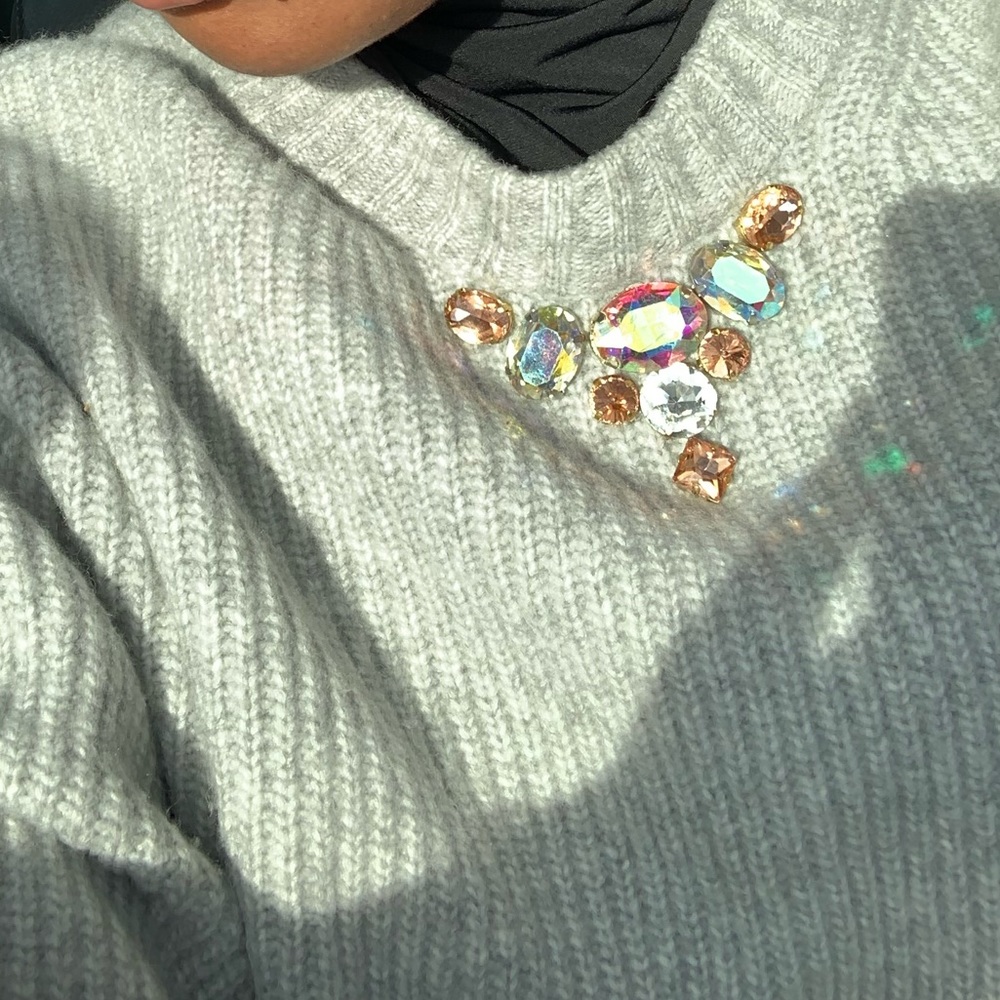 Gray knit sweater